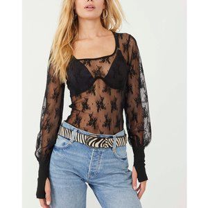 NWT Free People U Into This Long Sleeve / Black